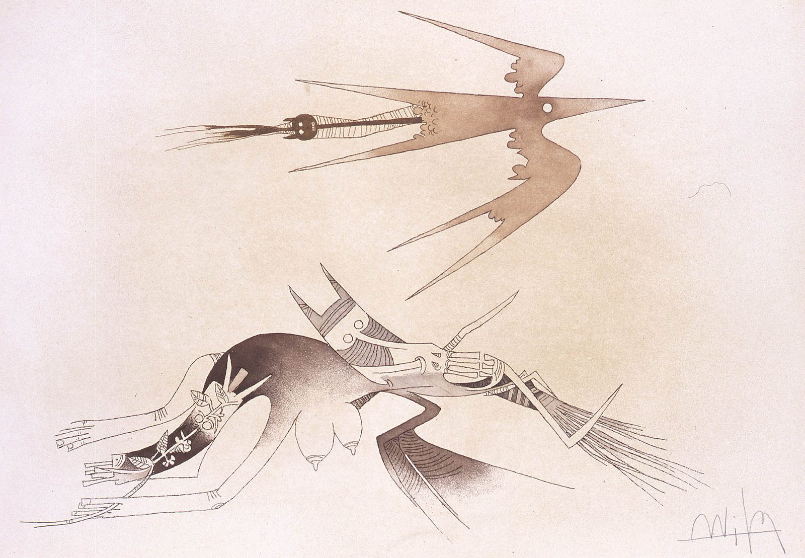 Wifredo Lam, eau-forte pour Contre une maison sèche de René Char, 1974
