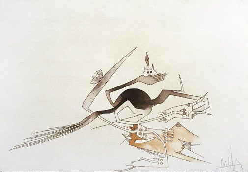 Wifredo Lam, eau-forte pour Contre une maison sèche de René Char, 1974